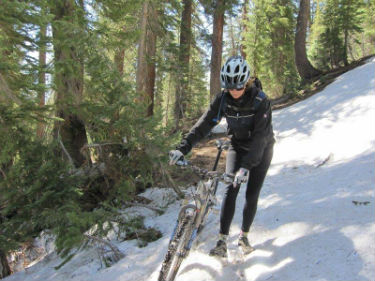 June Lake spring snow four seasons cabins bikes