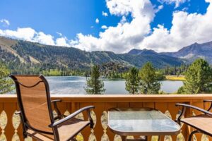 The porch of a June Lake rental close to the beach.